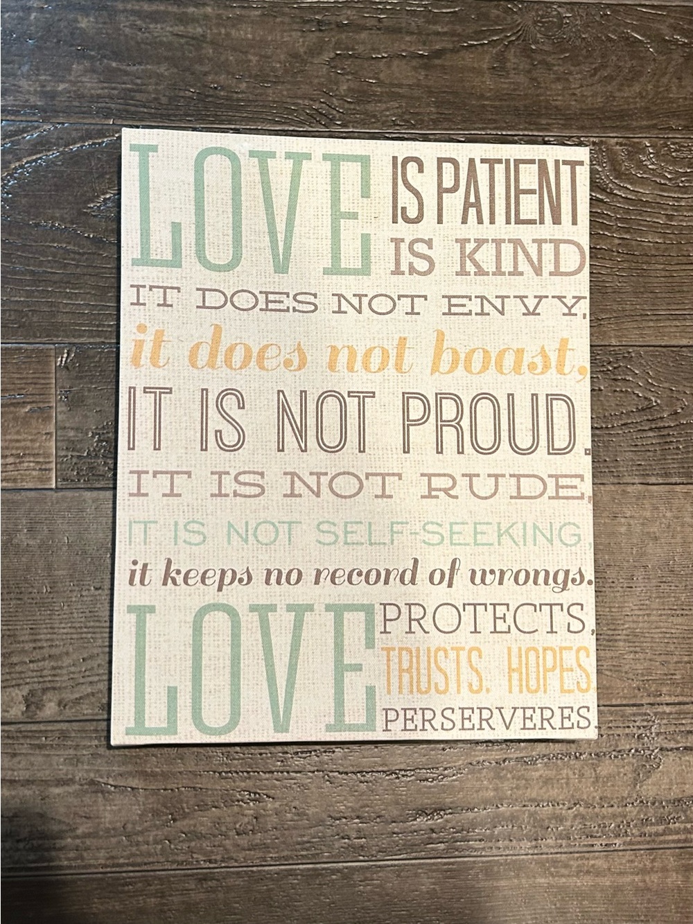 LOVE Inspirational Wall Art Canvas - Mint, Tan, Brown